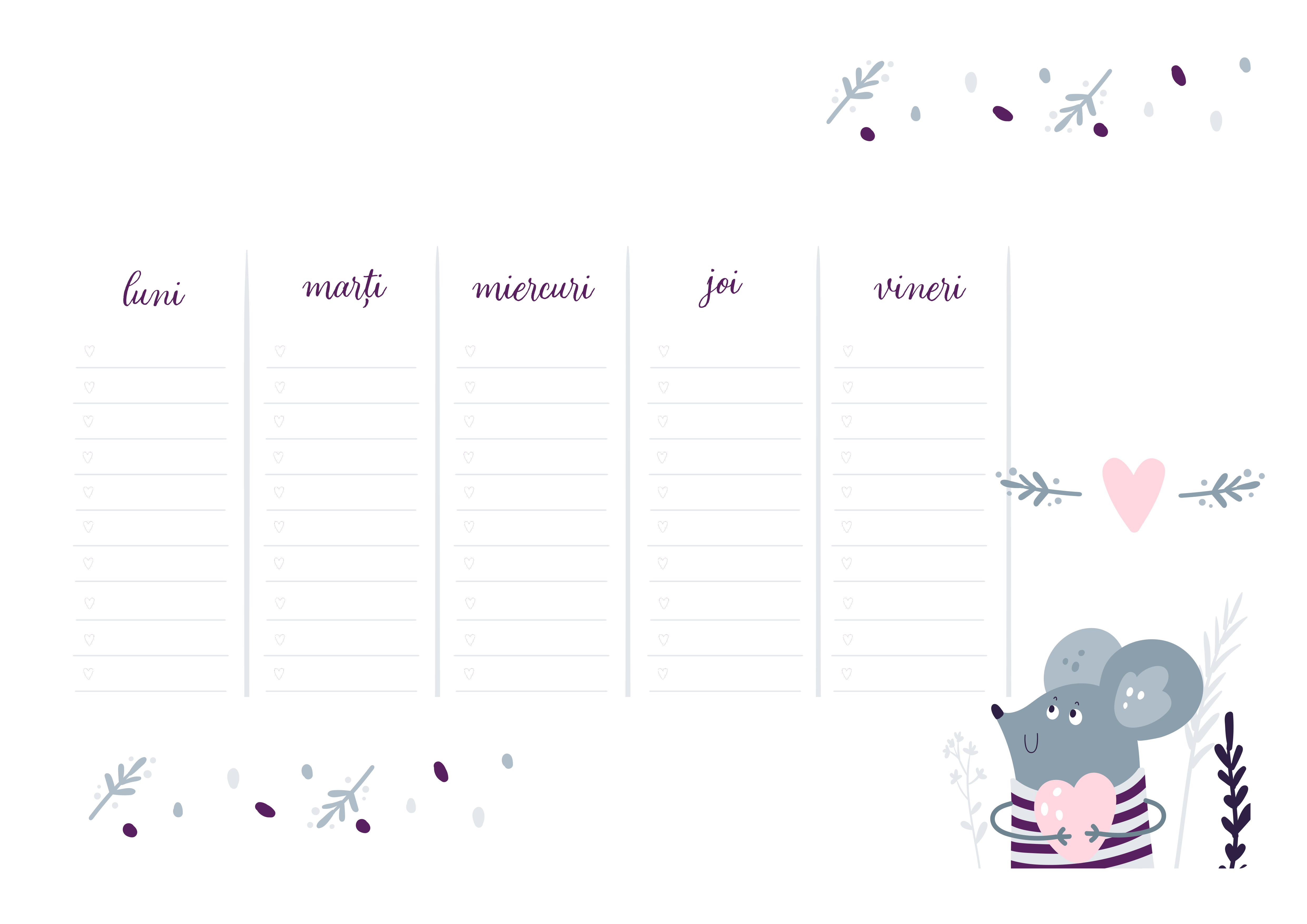 Orar Editable Orar personalizat cu o poză și text - Inimioare | StarGift.ro