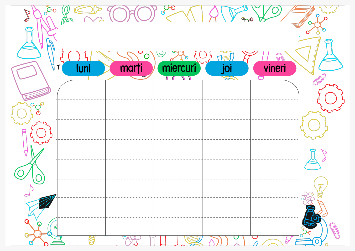 Orar Editable Orar personalizat cu text - Colors | StarGift.ro