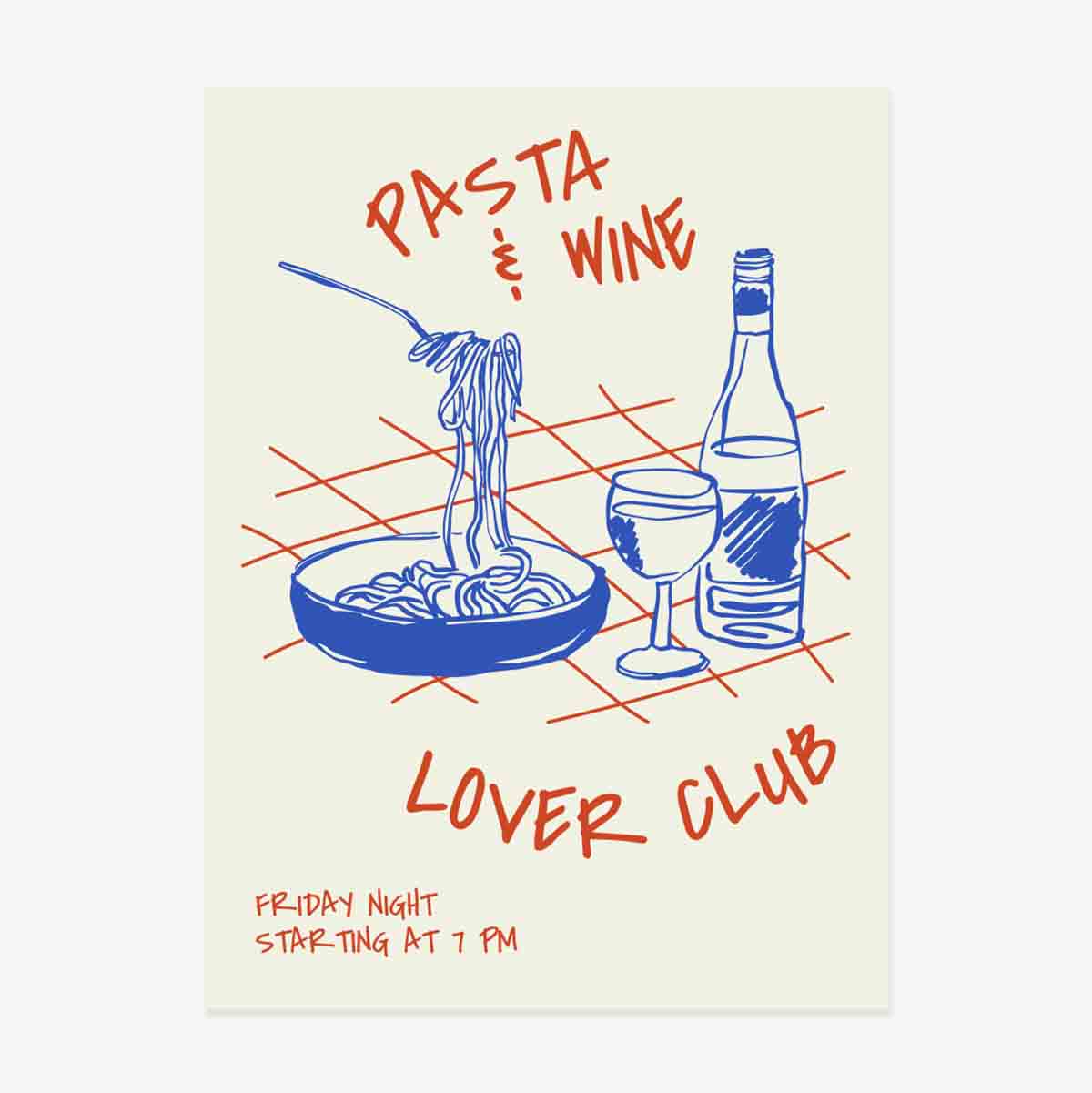 Poster Pasta & Wine