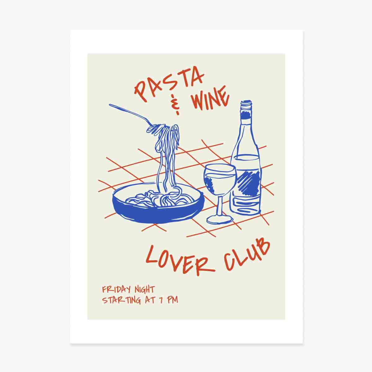 Poster Pasta & Wine
